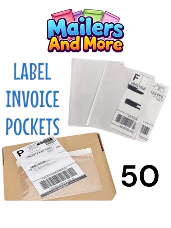 Other - 50 (7.5 X 5.5) Clear Postage Invoice Label Pockets PRICE IS FIRM
